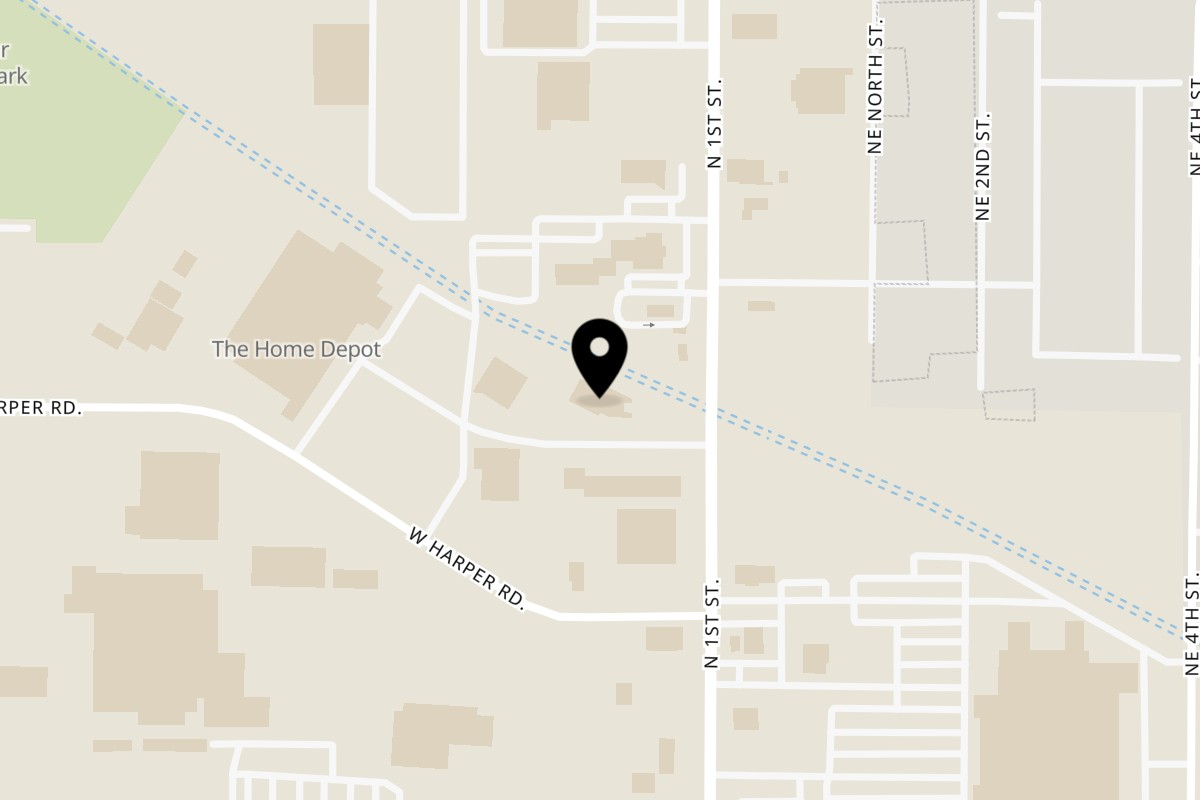 Map showing the location of Delish Bistro on 1619 N 1st St in Hermiston